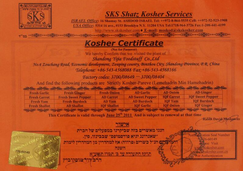 Kosher Certificate